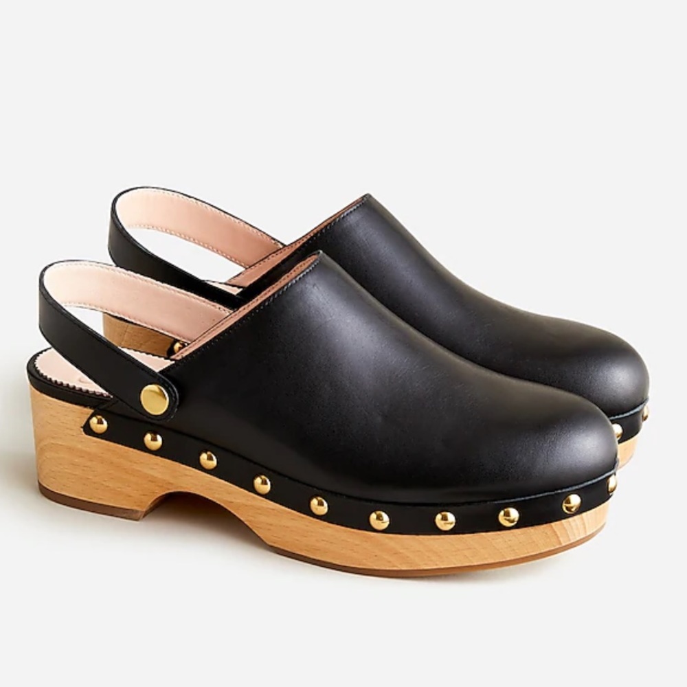 J. Crew Convertible Leather Clogs in Black, Size 12